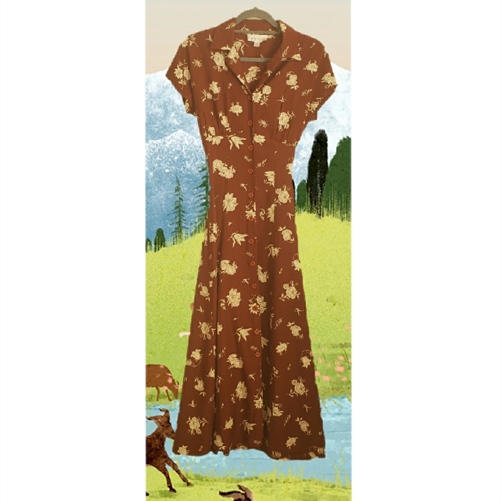 Vintage style Floral Print Sweetheart Dress